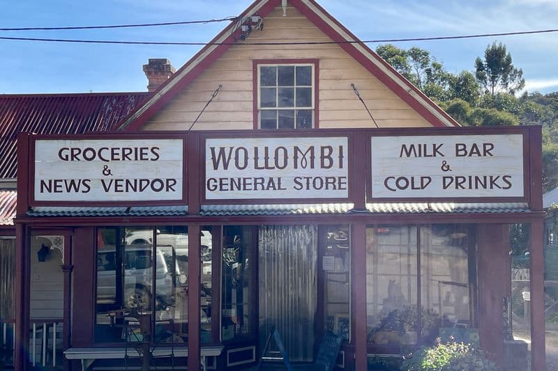 Historic Wollombi General Store facade, a century-old timber building in a quiet NSW country village